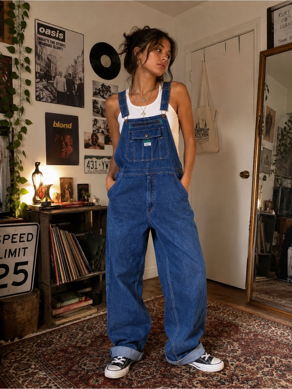 Vintage Liberty Y2K Baggy Denim Overalls Wide Leg indie sleeze oversized grunge